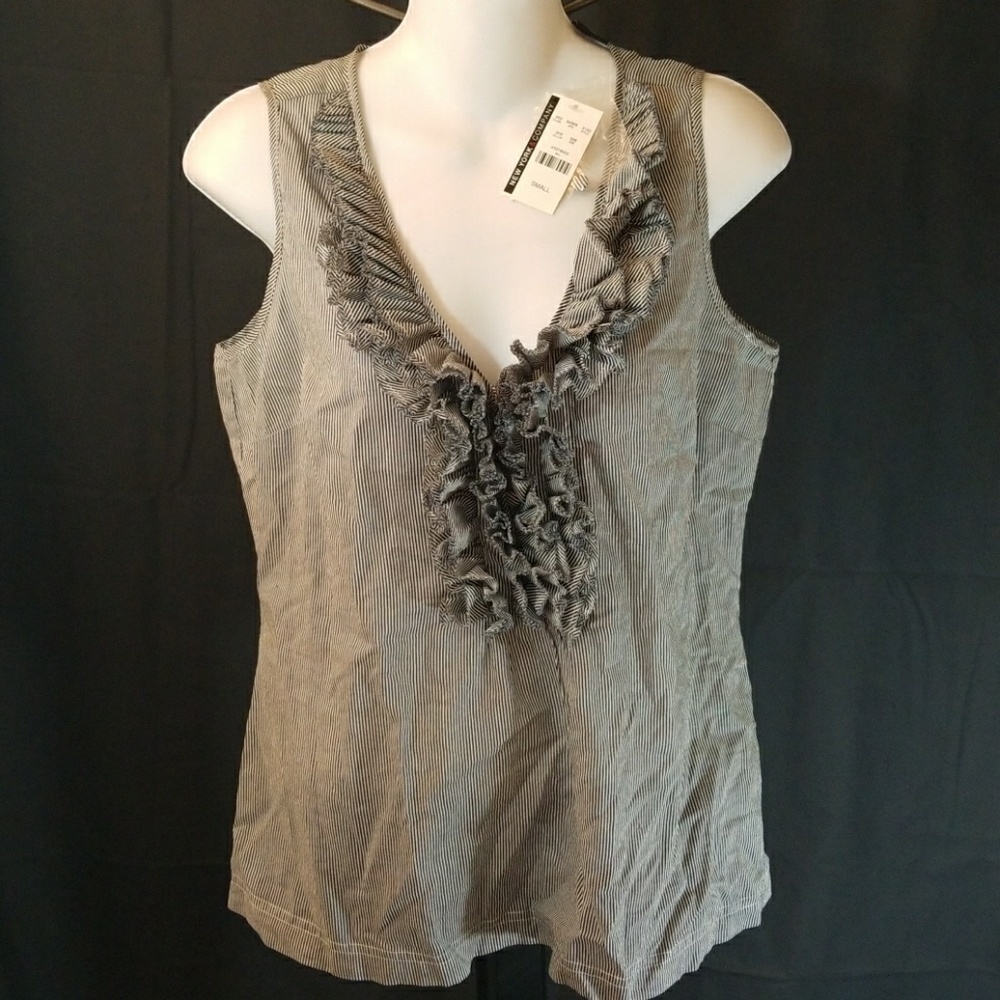 NWT New York & Company sleeveless blouse ruffles S